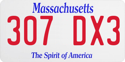 MA license plate 307DX3