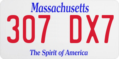 MA license plate 307DX7