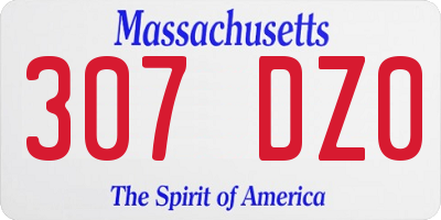 MA license plate 307DZ0