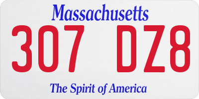 MA license plate 307DZ8