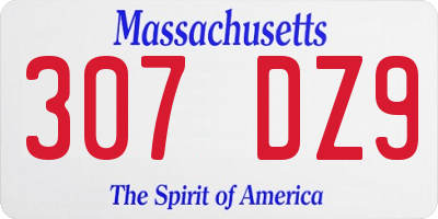 MA license plate 307DZ9