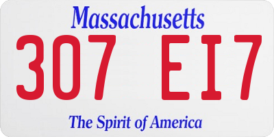 MA license plate 307EI7