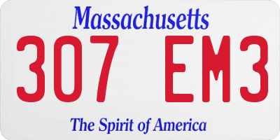 MA license plate 307EM3