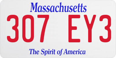 MA license plate 307EY3