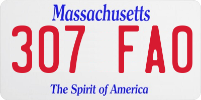 MA license plate 307FA0