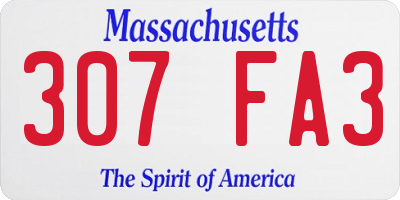 MA license plate 307FA3