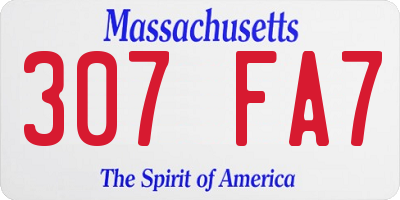MA license plate 307FA7