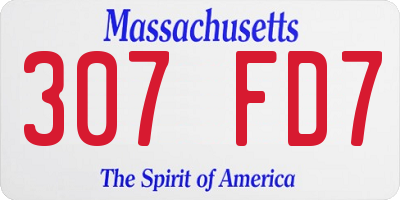 MA license plate 307FD7
