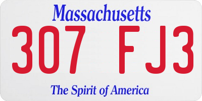 MA license plate 307FJ3