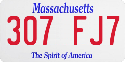 MA license plate 307FJ7