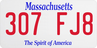 MA license plate 307FJ8