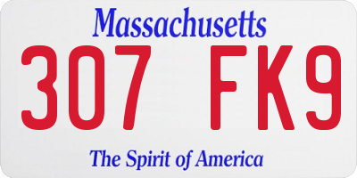 MA license plate 307FK9