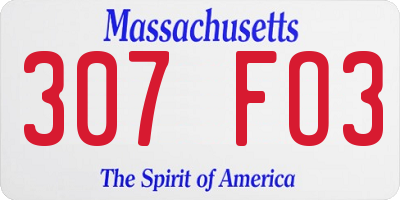 MA license plate 307FO3