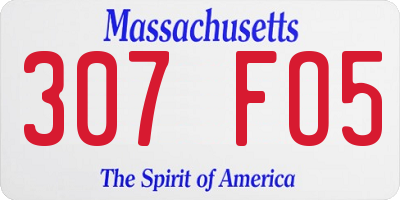 MA license plate 307FO5