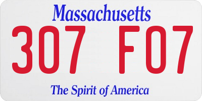 MA license plate 307FO7
