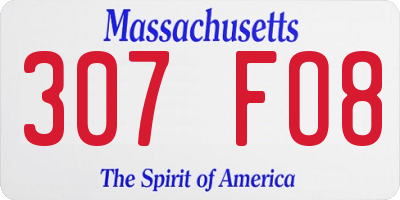 MA license plate 307FO8