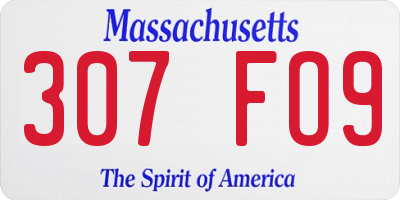 MA license plate 307FO9