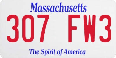 MA license plate 307FW3
