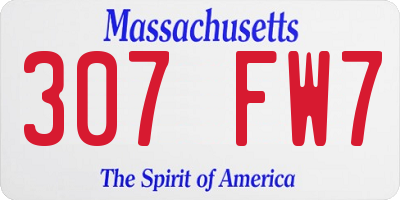 MA license plate 307FW7