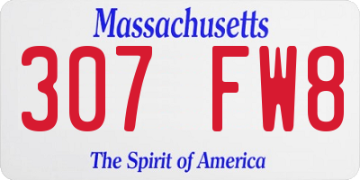 MA license plate 307FW8
