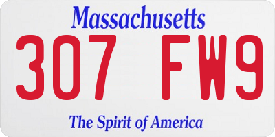 MA license plate 307FW9