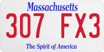 MA license plate 307FX3