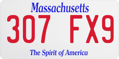 MA license plate 307FX9