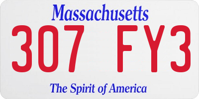 MA license plate 307FY3