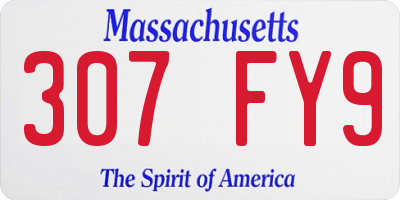 MA license plate 307FY9