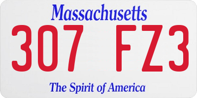 MA license plate 307FZ3