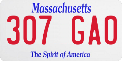 MA license plate 307GA0
