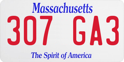 MA license plate 307GA3