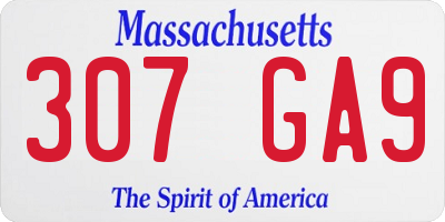 MA license plate 307GA9