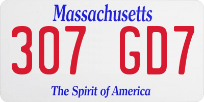 MA license plate 307GD7