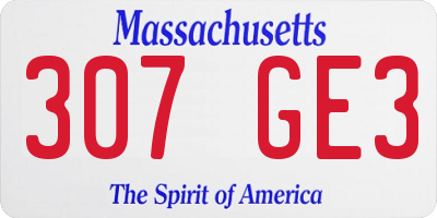 MA license plate 307GE3