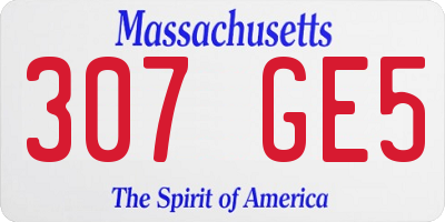 MA license plate 307GE5