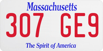 MA license plate 307GE9