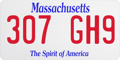 MA license plate 307GH9