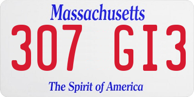 MA license plate 307GI3