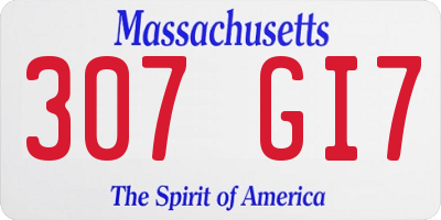 MA license plate 307GI7