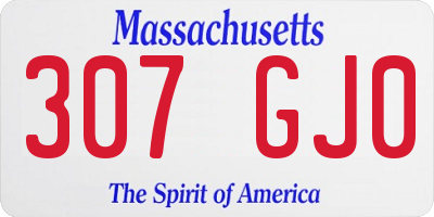 MA license plate 307GJ0