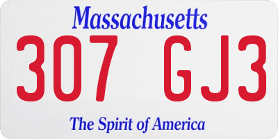 MA license plate 307GJ3
