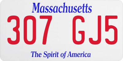 MA license plate 307GJ5