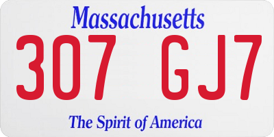 MA license plate 307GJ7