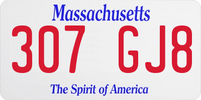 MA license plate 307GJ8
