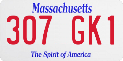 MA license plate 307GK1