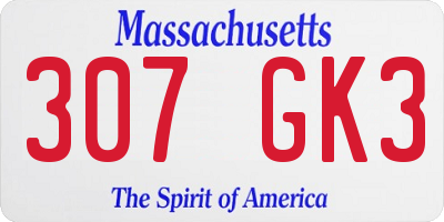MA license plate 307GK3