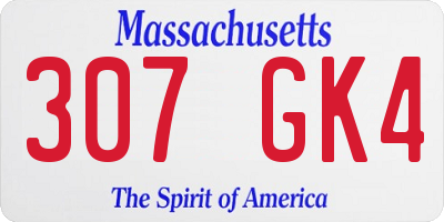 MA license plate 307GK4