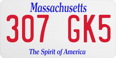 MA license plate 307GK5