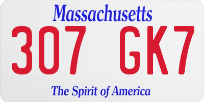 MA license plate 307GK7